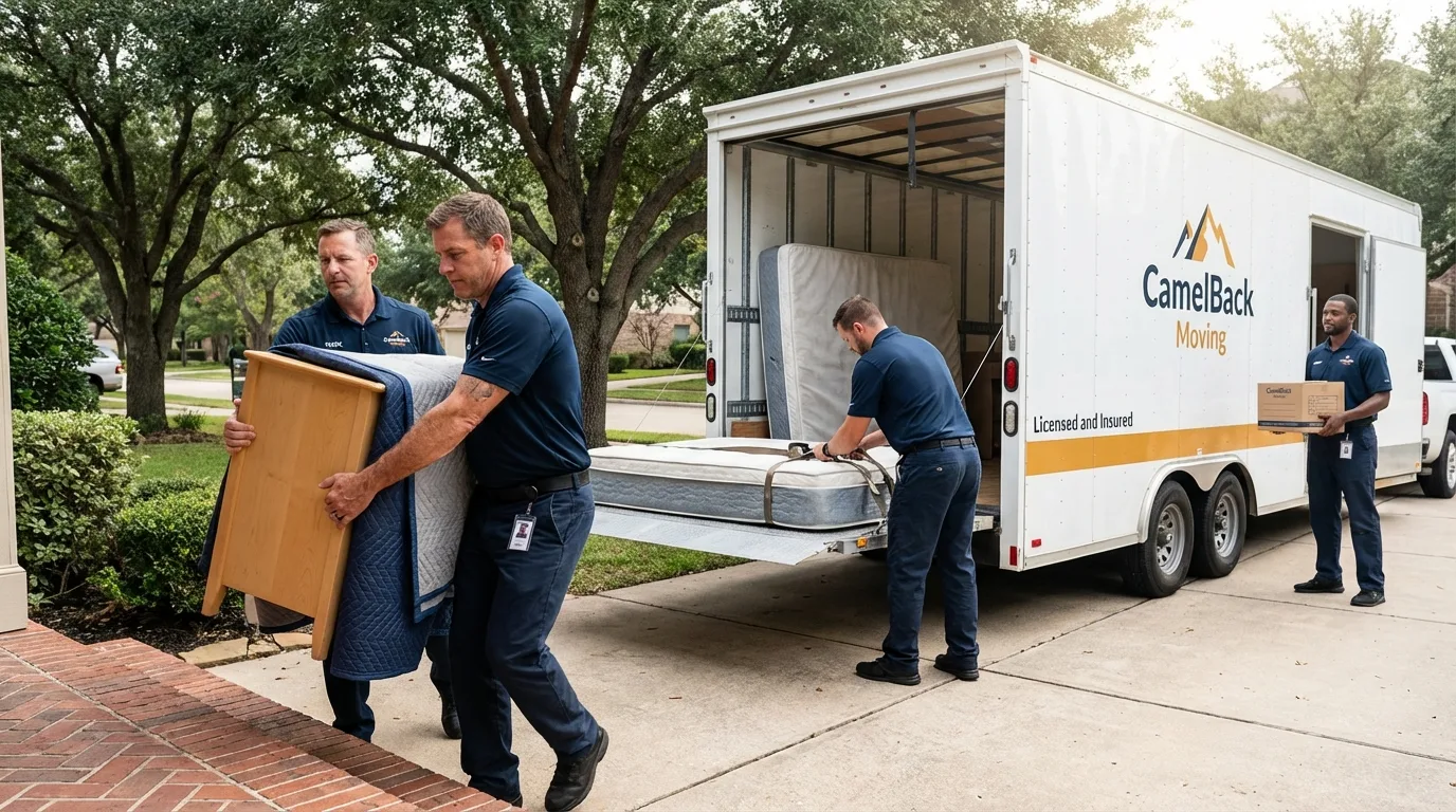Crew loading residential truck for cross-state move from Odenville, AL