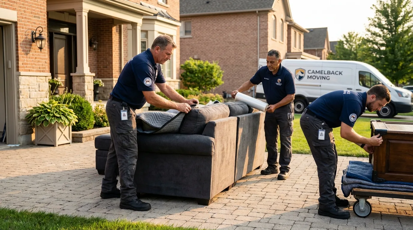 Large estate moving crew wrapping furniture in Odenville, AL