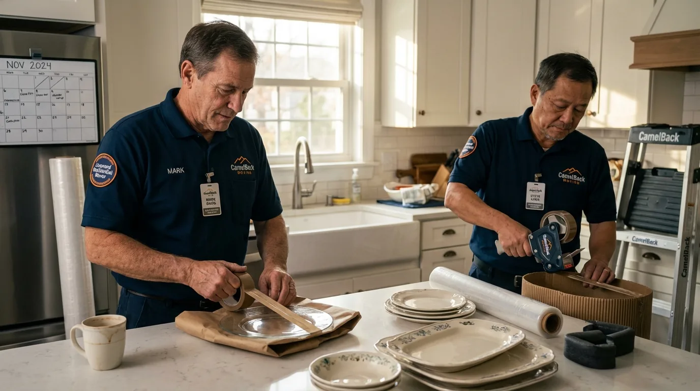 Professional crew packing kitchen dishware in Odenville, AL